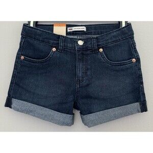 NWT'S Levi Strauss Girls 12 "Girlfriend Short" Dark Blue Wash Adjustable Waist